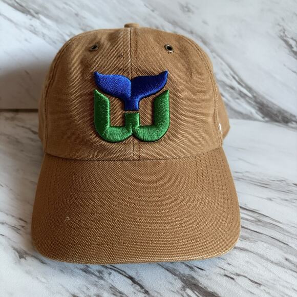 Hartford Whalers Strapback Dad Hat - Carthartt Duck Brown Canvas, 90s NHL Gift - Picture 1 of 8